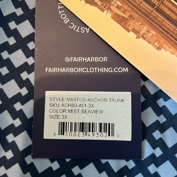 FAIR HARBOR MENS Lined Geometric Mastos-Anchor Trunks Size 3X NWT - Picture 7 of 7